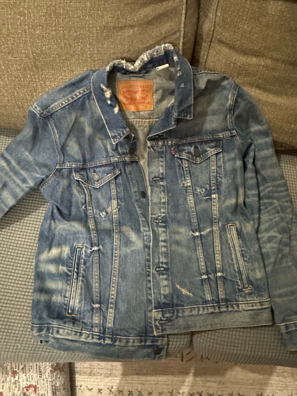 Levi's Blue Distressed Denim Jacket - Men's